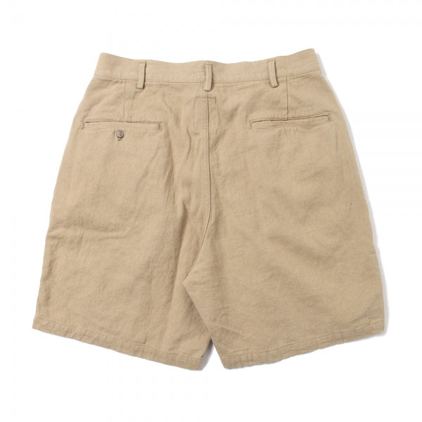 ARTISAN TUCK SHORTS LINEN COTTON TWILL HAND DYED