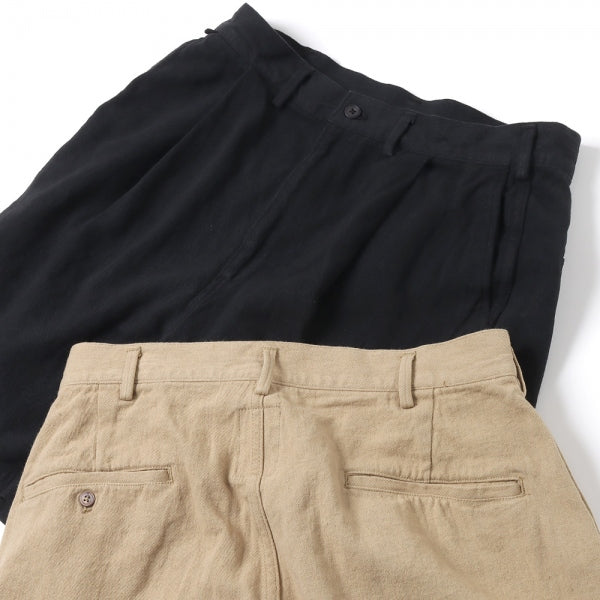 ARTISAN TUCK SHORTS LINEN COTTON TWILL HAND DYED