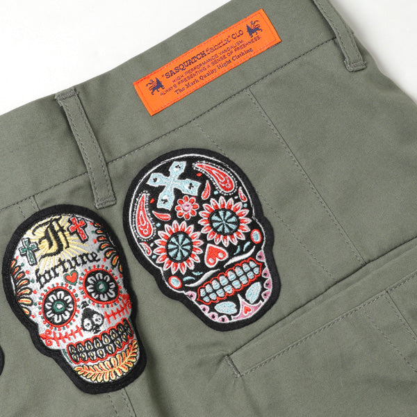 FANCY SKULL SARROUEL CROPPED PANTS