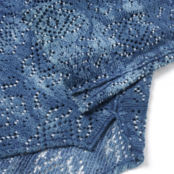 CROCHET KNIT L/S SHIRTS - hand-dyed indigo -