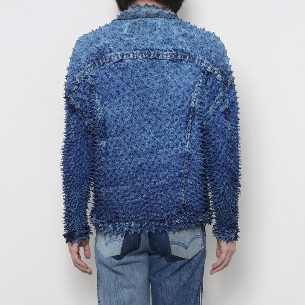 最終値下 doublet SHIBORI Print Denim Jacket FOR SALE* AW22 Doublet 'Shibori' Porcupine Spike Denim Print