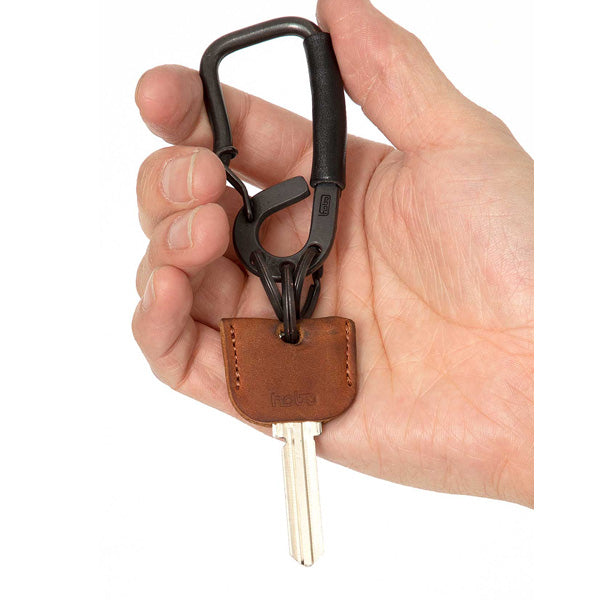 CARABINER KEY RING OILED COW LEATHER