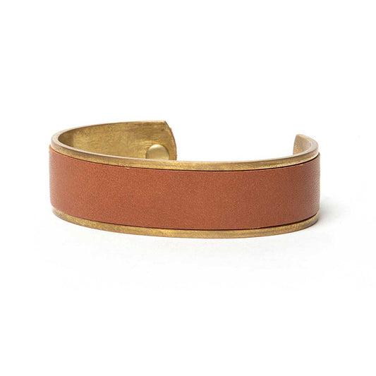 BRASS BRACELET L OILED COW LEATHER