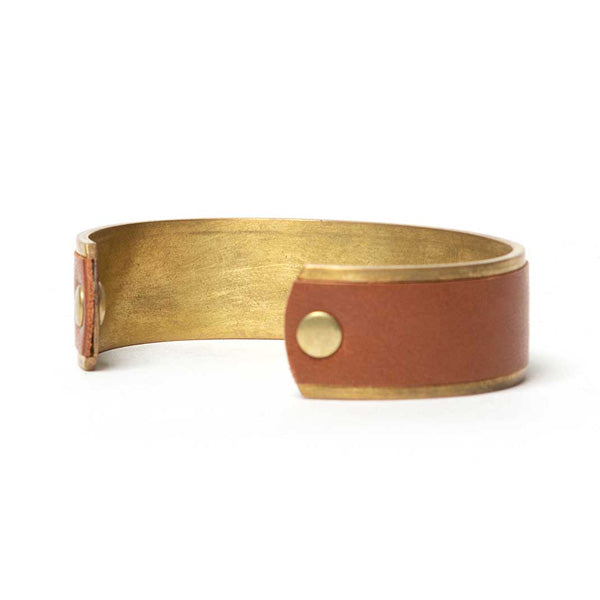BRASS BRACELET L OILED COW LEATHER