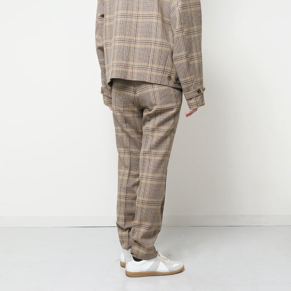 WOOL SERGE CHECK NARROW SLACKS