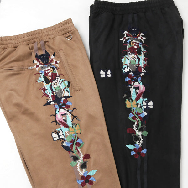 CHAOS EMBROIDERY SUEDE TRACK PANTS