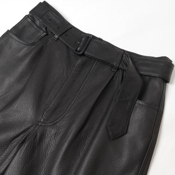 GOAT LEATHER BELTED 5P PANTS