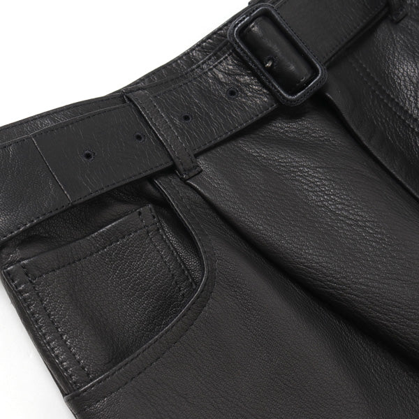 GOAT LEATHER BELTED 5P PANTS