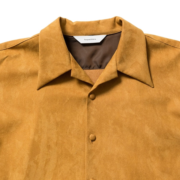 SYNTHETIC LEATHER OPEN COLLAR BIG SHIRT