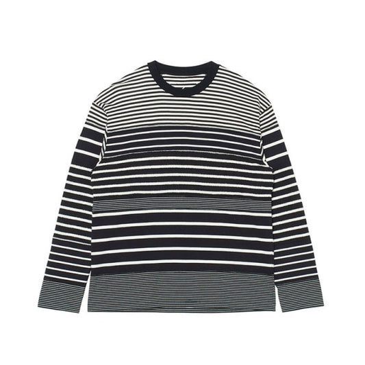 CONTRASTED BORDER LONG SLEEVES T-SHIRT