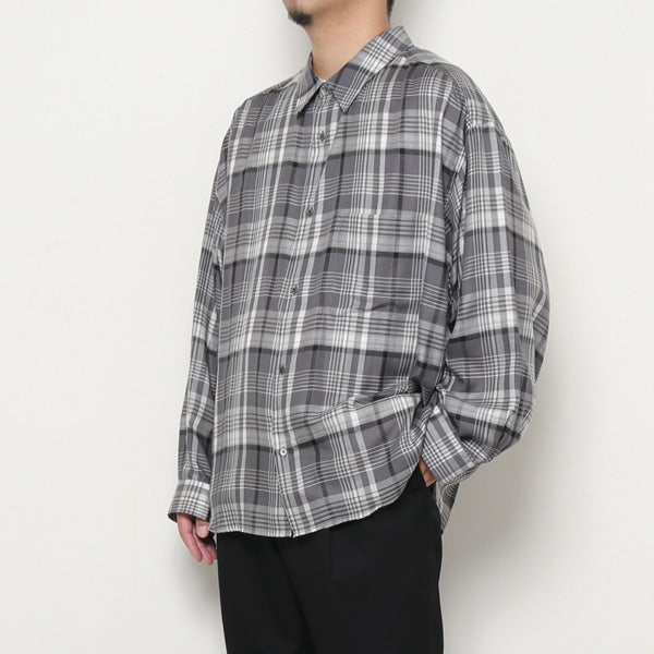 Tencel Check Regular Collar Big Shirt GM   Graphpaper