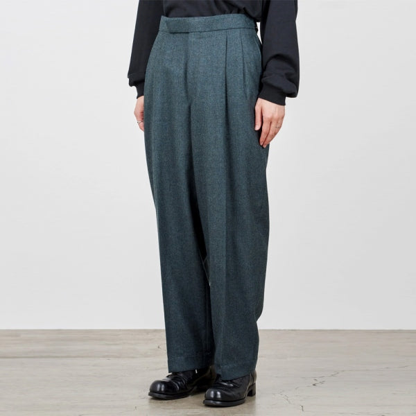 OFFICER PANTS 2TUCK WIDE WOOL SOFT SERGE