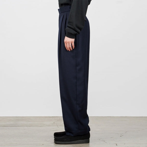 OFFICER PANTS 2TUCK WIDE WOOL SOFT SERGE