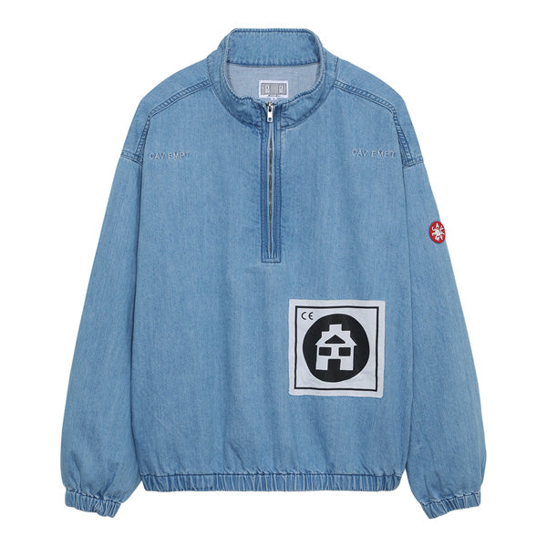 BLEACHED DENIM HALF ZIP JACKET