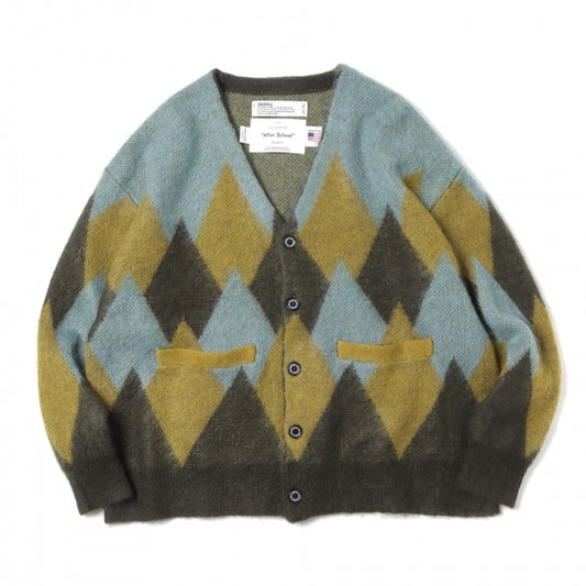 Argyle Mohair Knit Cardigan