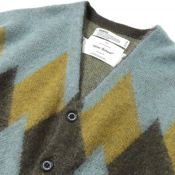 Argyle Mohair Knit Cardigan