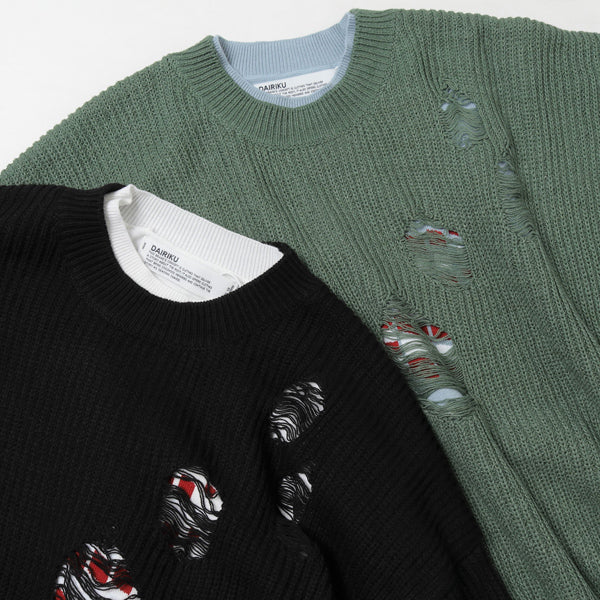 Layered Damage Knit