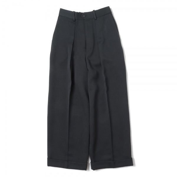 PLEATED WIDE TROUSERS ORGANIC WOOL TAXEED CLOTH