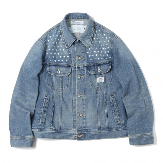 Cross Embroidery Vintage Denim Jacket