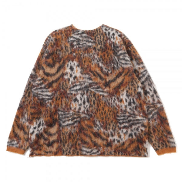 MIX ANIMAL JACQUARD BRUSHED CARDIGAN