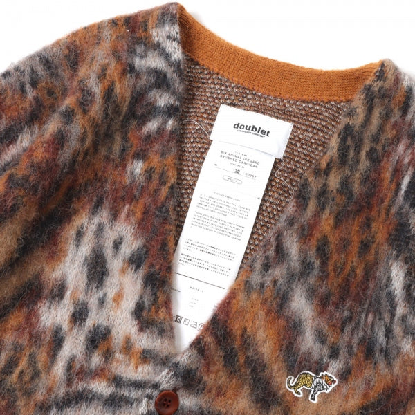 MIX ANIMAL JACQUARD BRUSHED CARDIGAN