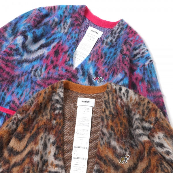 MIX ANIMAL JACQUARD BRUSHED CARDIGAN