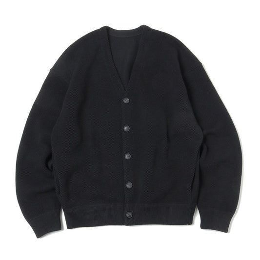 Moss stitch V/N cardigan(BLACK)