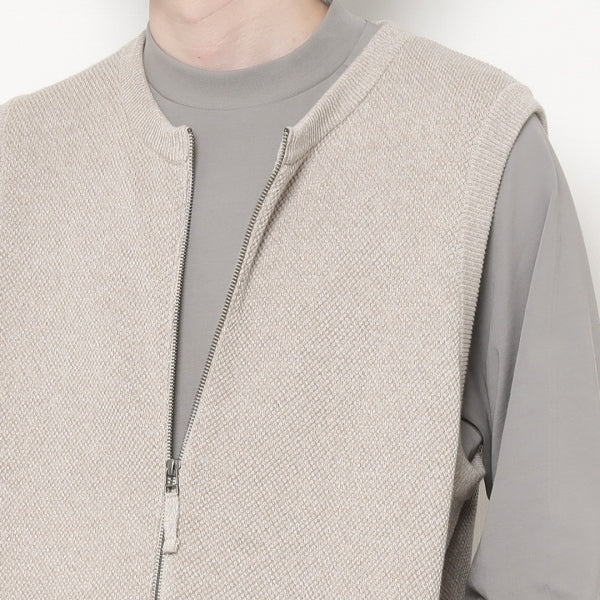 Moss Stitch Zip Vest (2201-003) | crepuscule / トップス (MEN