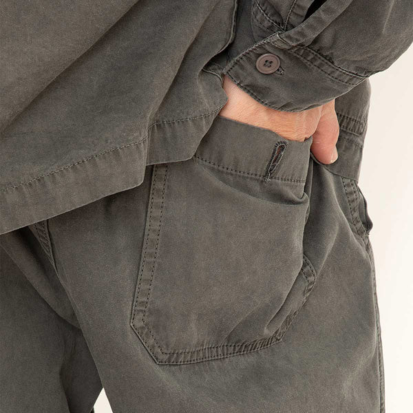 ARTISAN EASY PANTS COTTON TWILL CHARCOAL DYED