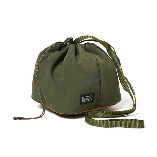 NYLON TUSSAH DRAWSTRING SHOULDER BAG