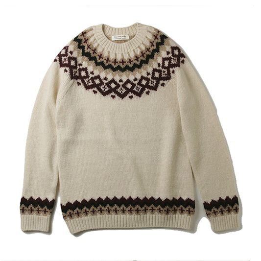 round yoke single jacquard pullover