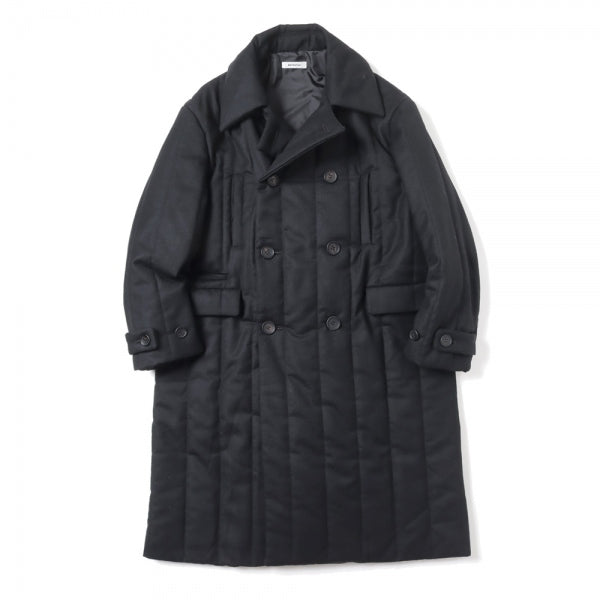 Wool Stripe Quilted Double-Breasted Coat