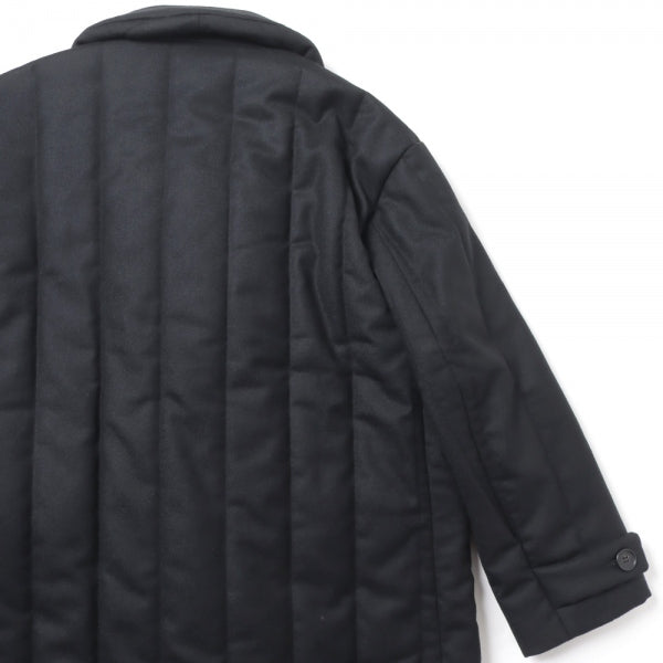 Wool Stripe Quilted Double-Breasted Coat