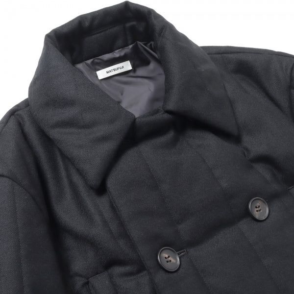 Wool Stripe Quilted Double-Breasted Coat (M223-0201) | MATSUFUJI