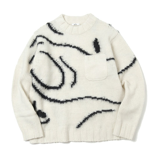 INTARSIA C/N KNIT - Hand Drowing By Tsuchida Ayumi