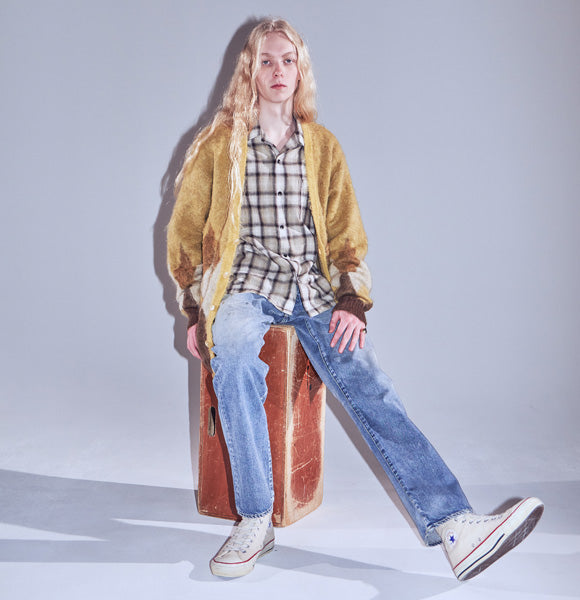 V.Nep Check Flannel Open Collar SH