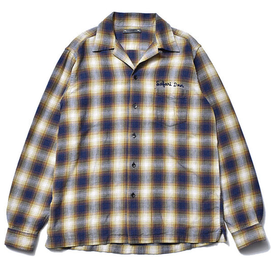 Ombre Check Flannel EMB Open Collar SH