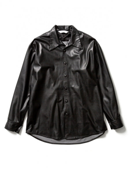 FAKE LEATHER OPEN COLLAR SHIRT