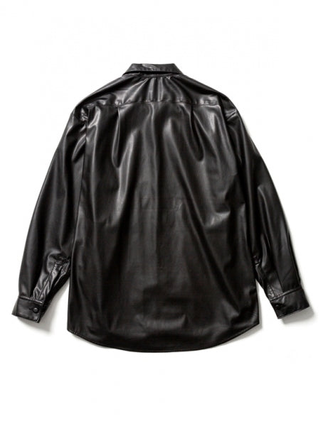 FAKE LEATHER OPEN COLLAR SHIRT