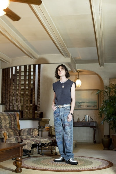 Painted Straight Denim Pants