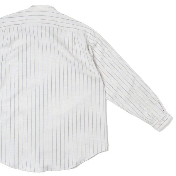 W POCKET BAND COLLAR SHIRT STRIPE VIELLA