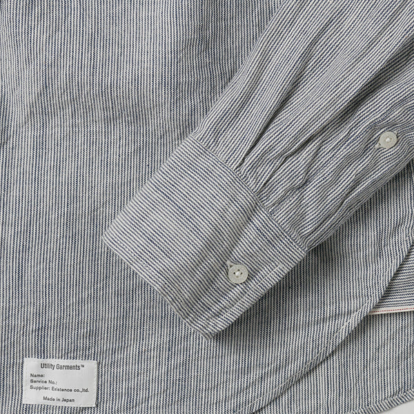 CLASSIC BAND COLLAR INDIGO SELVEDGE STRIPE