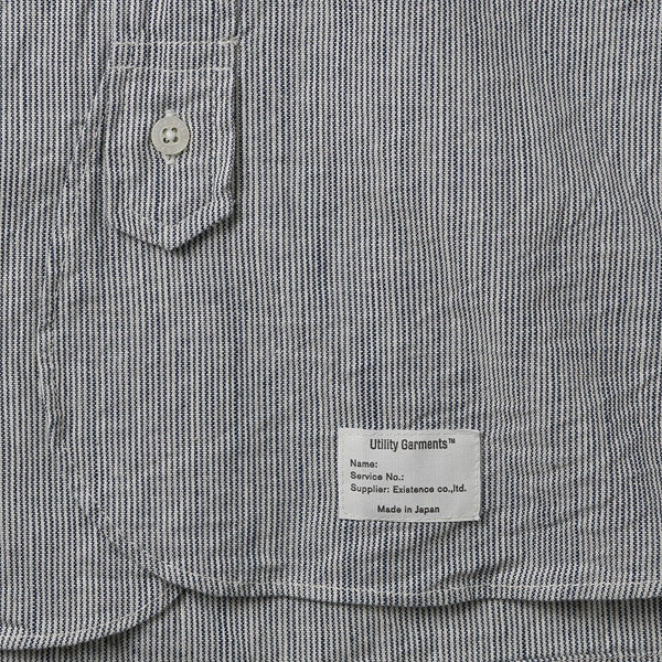 CLASSIC BAND COLLAR INDIGO SELVEDGE STRIPE