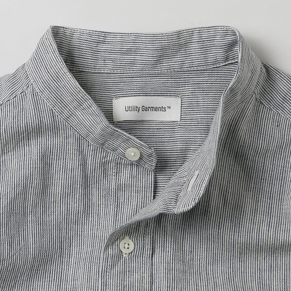 CLASSIC BAND COLLAR INDIGO SELVEDGE STRIPE