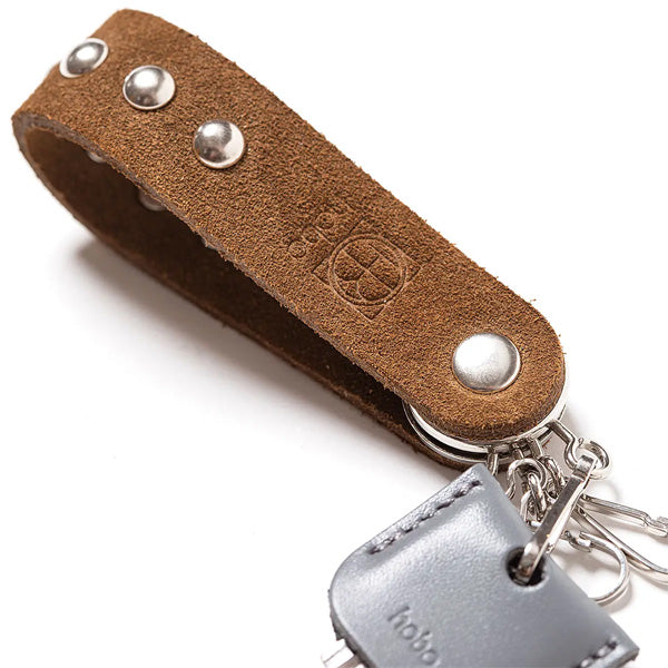 STUDDED KEY RING COW SUEDE