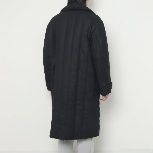 Wool Stripe Quilted Double-Breasted Coat - その他