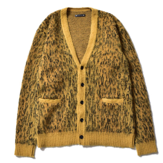 Kid Mohair Leopard Knit Long Cardigan