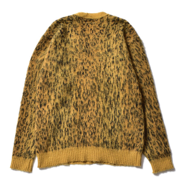 Kid Mohair Leopard Knit Long Cardigan
