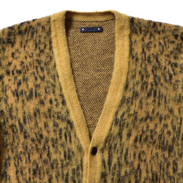 Kid Mohair Leopard Knit Long Cardigan