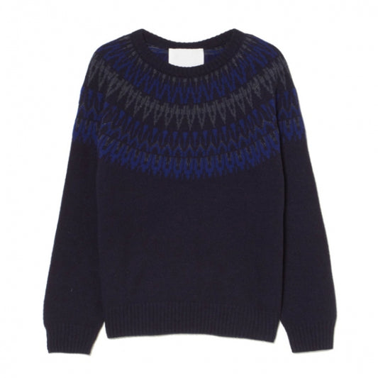 ROUND YOKE JACQUARD ROUND NECK KNIT